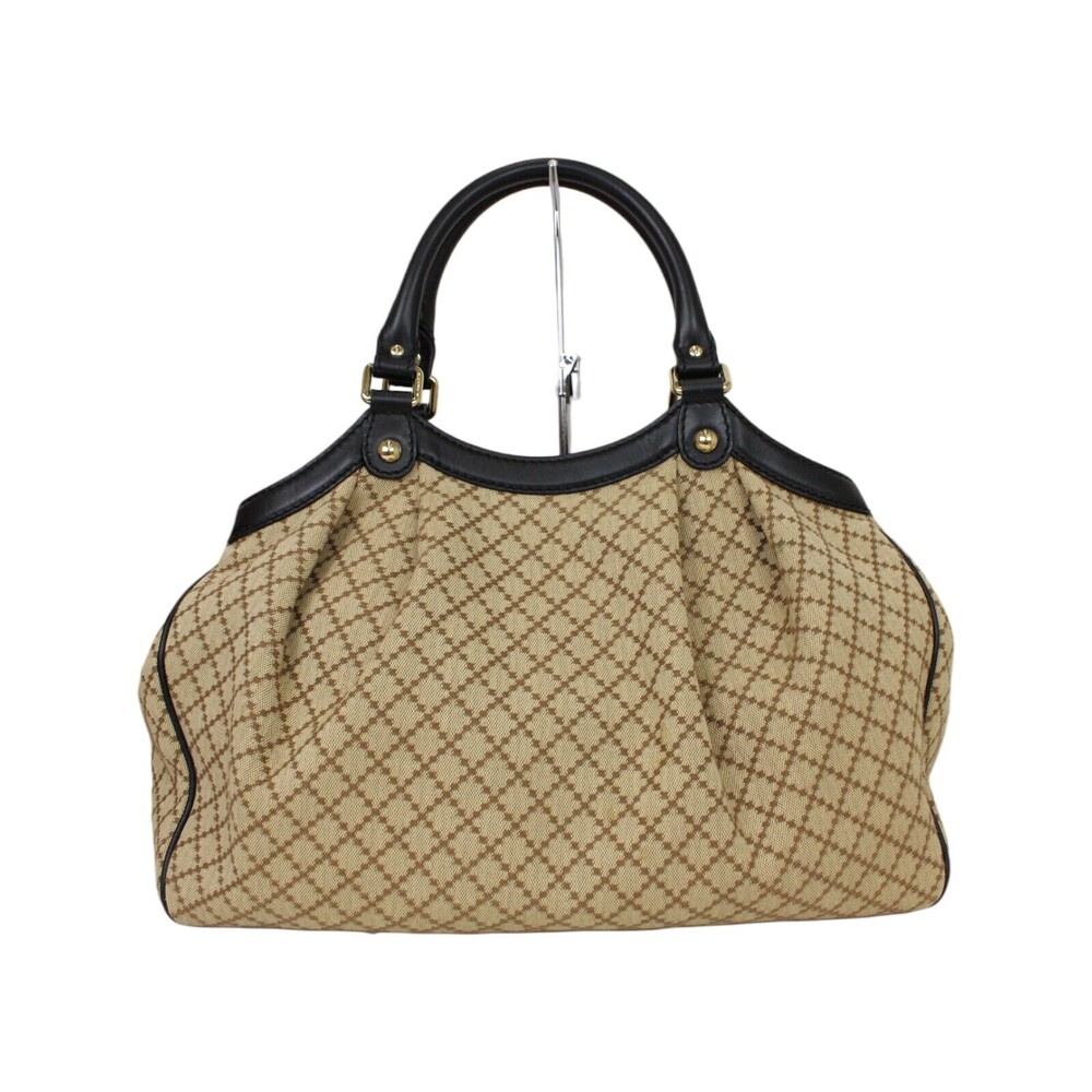 GUCCI Diamante Tote Bag canvas leather handbag brown black classic - Picture 2 of 7